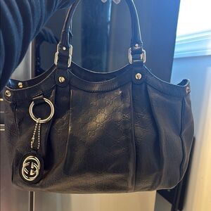 PRELOVED Gucci Black Leather Women's Vintage Bag 100% Authentic